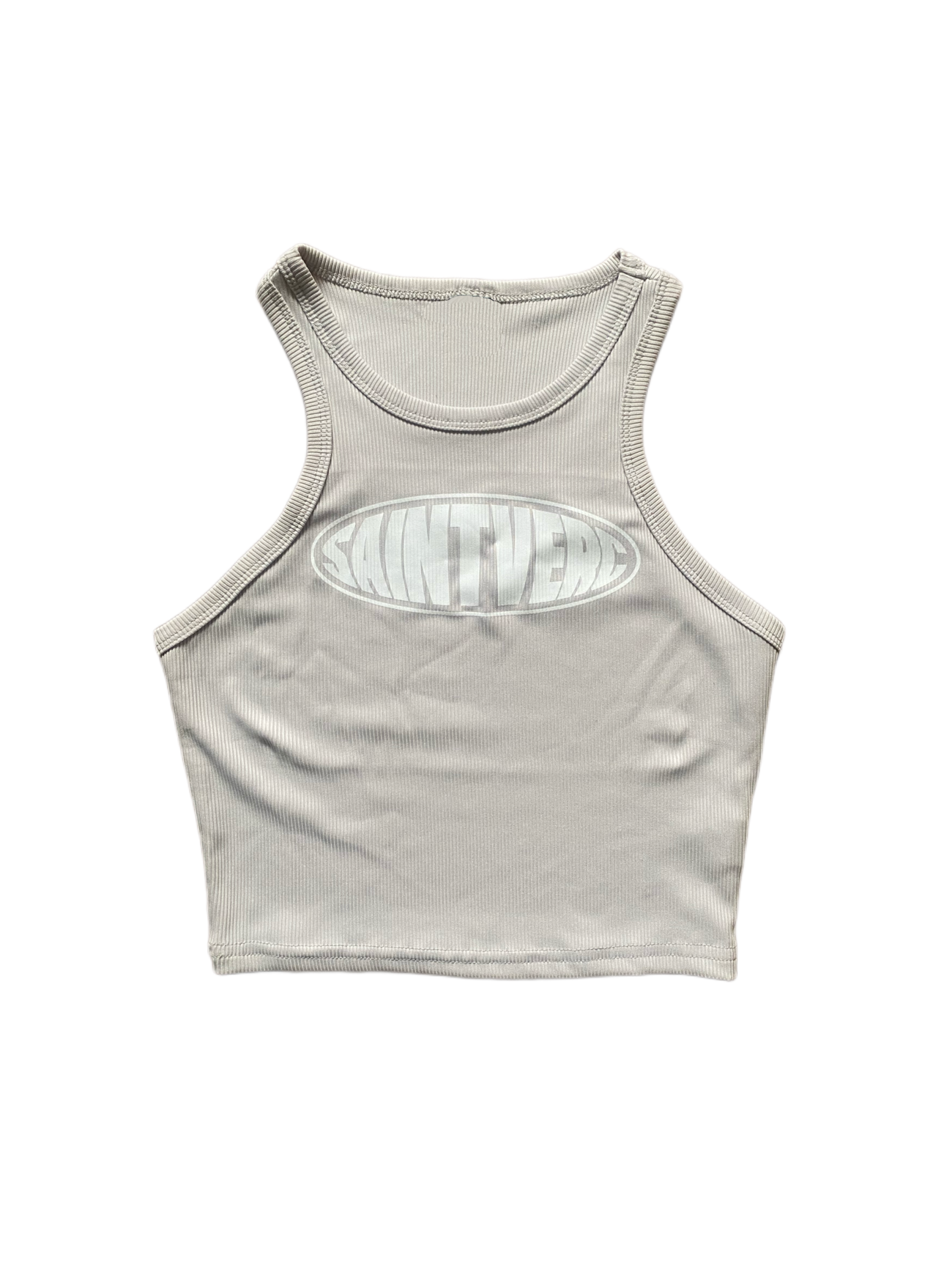 DISTORT CROPPED TANK TOP LIGHT GREY/WHITE