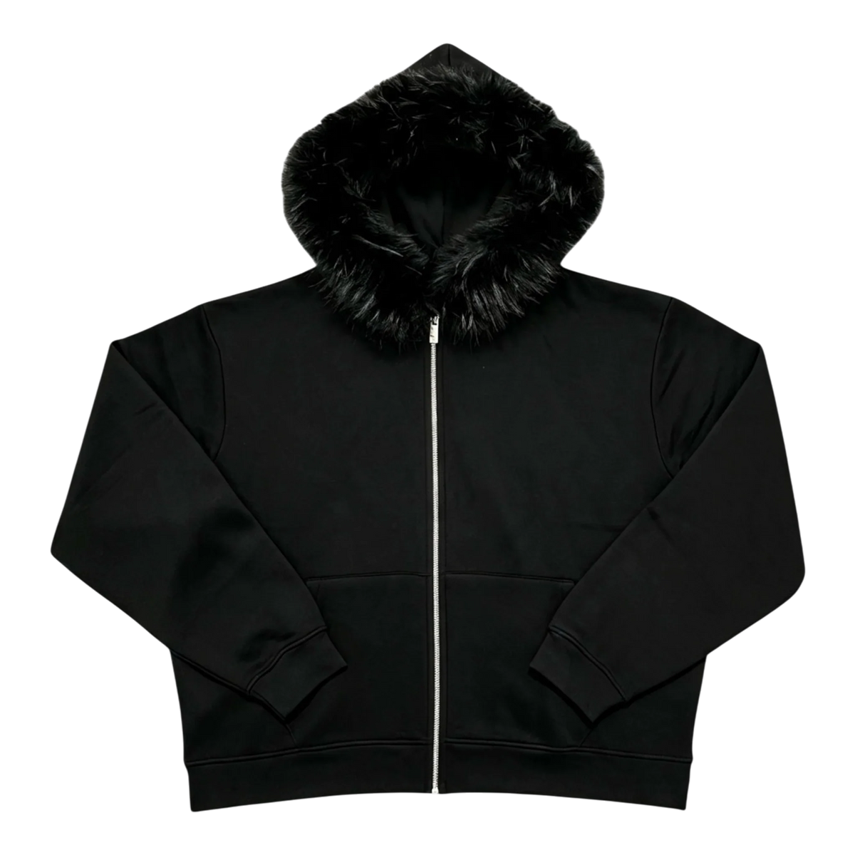 LOS VERC FAUX FUR ZIP HOODIE BLACK/BLACK