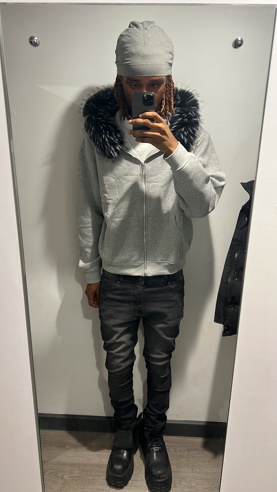 LOS VERC FAUX FUR ZIP GREY/FROST BLACK