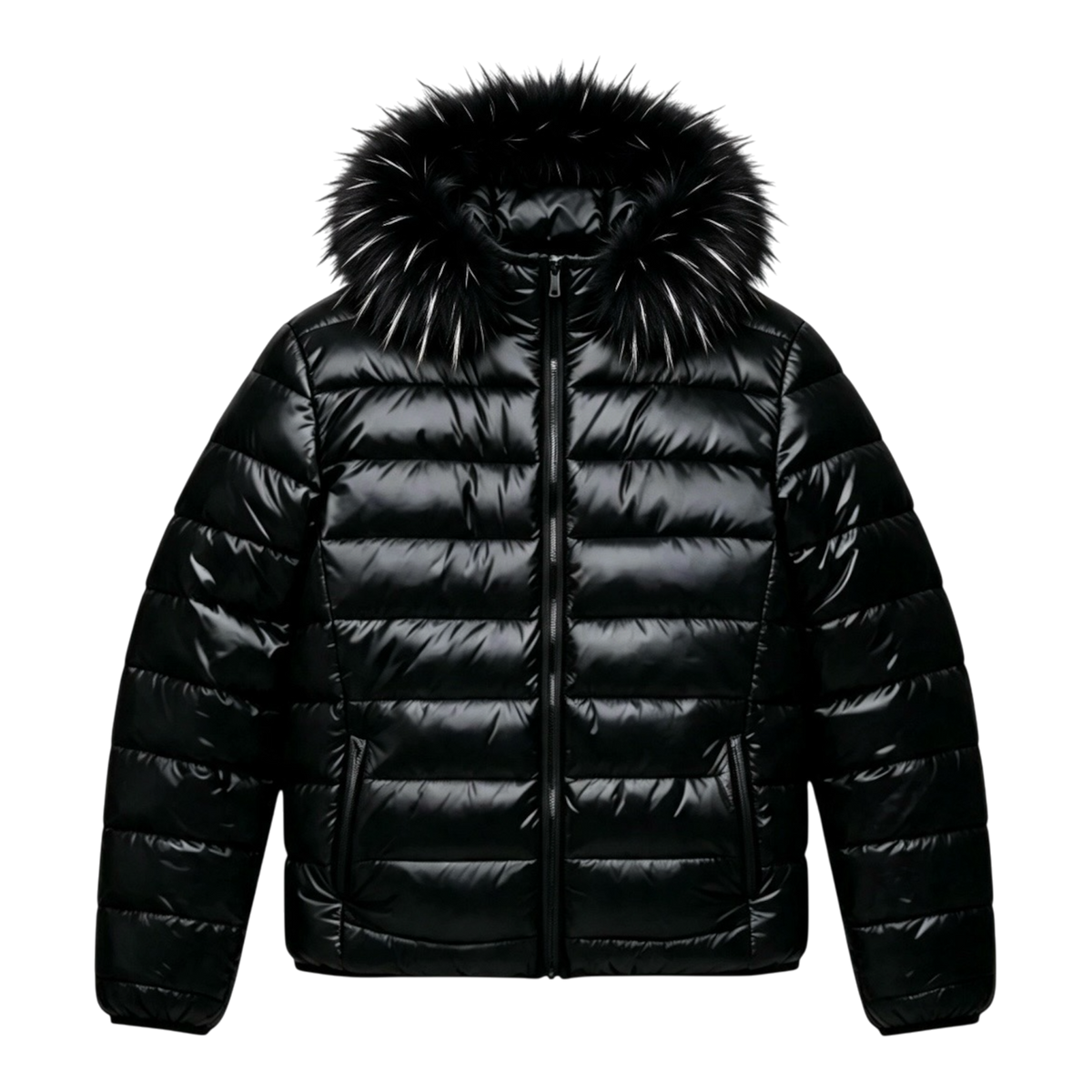 LOS VERC FAUX FUR PUFFER JACKET FROST BLACK