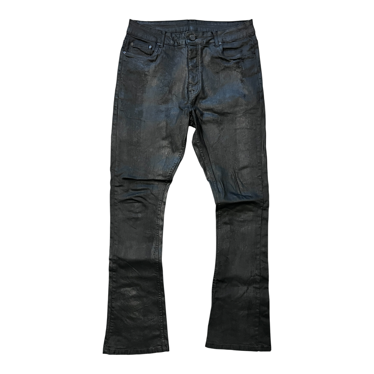 SEIJIN WAXED FLARED SKINNY JEANS BLACK