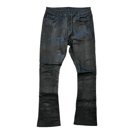 SEIJIN WAXED FLARED SKINNY JEANS BLACK