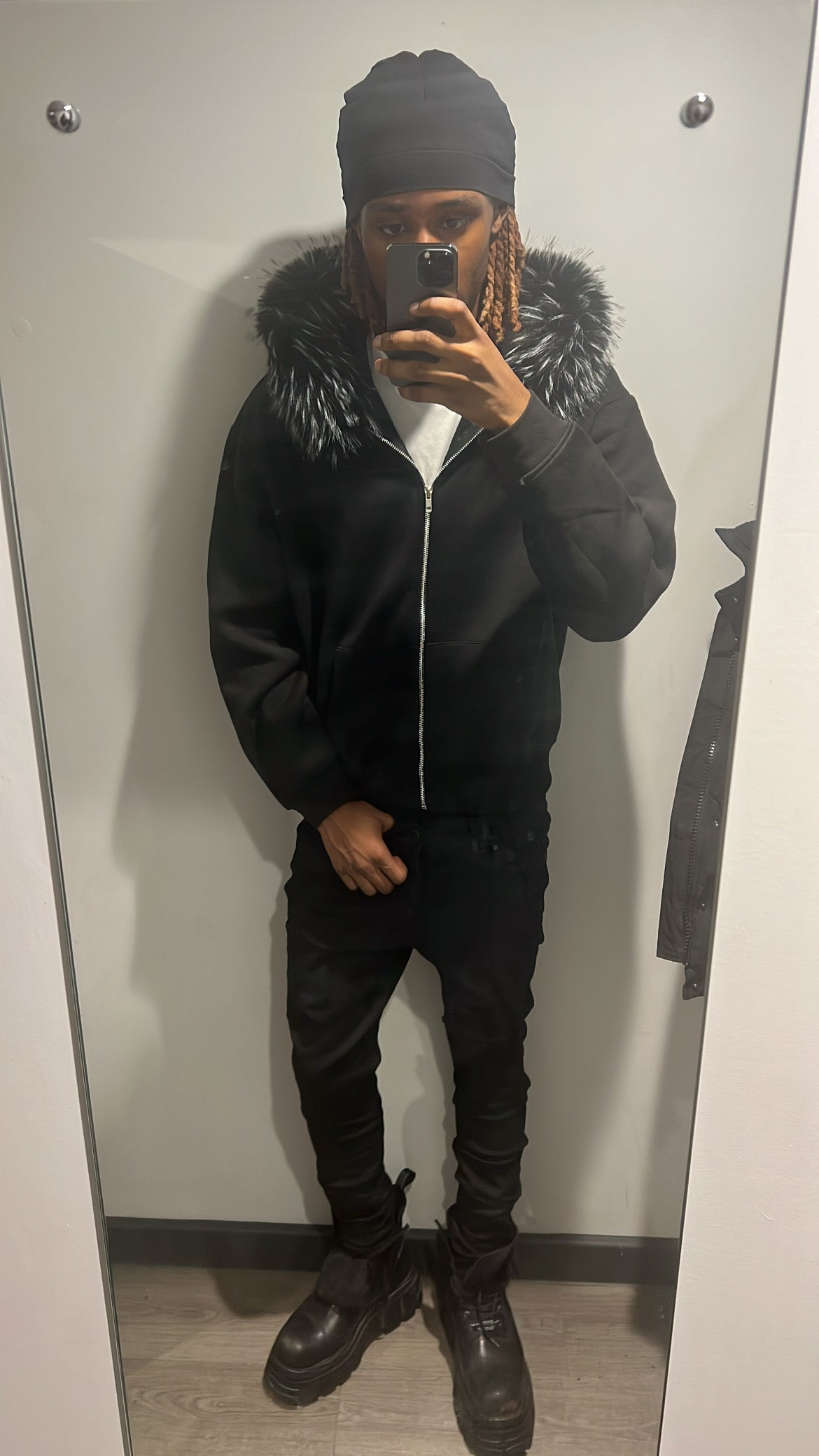 LOS VERC FAUX FUR ZIP FROST BLACK