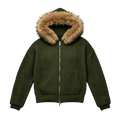 LOS VERC FAUX FUR ZIP UP KNIT JACKET OLIVE