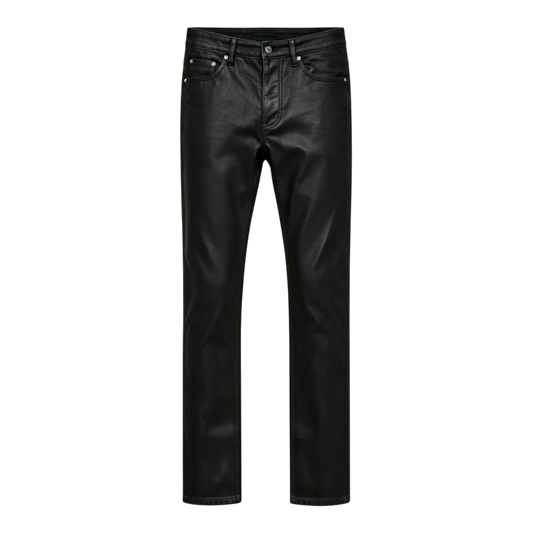 SEIJIN WAXED DENIM SKINNY JEANS BLACK