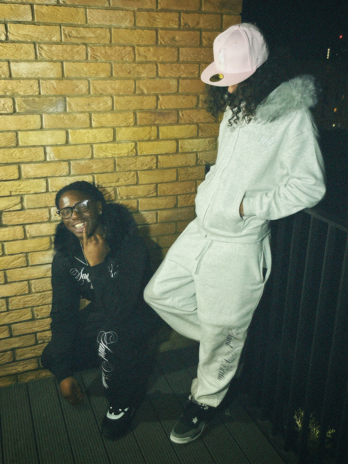 LOS VERC CURSIVE FAUX FUR ZIP TRACKSUIT GREY