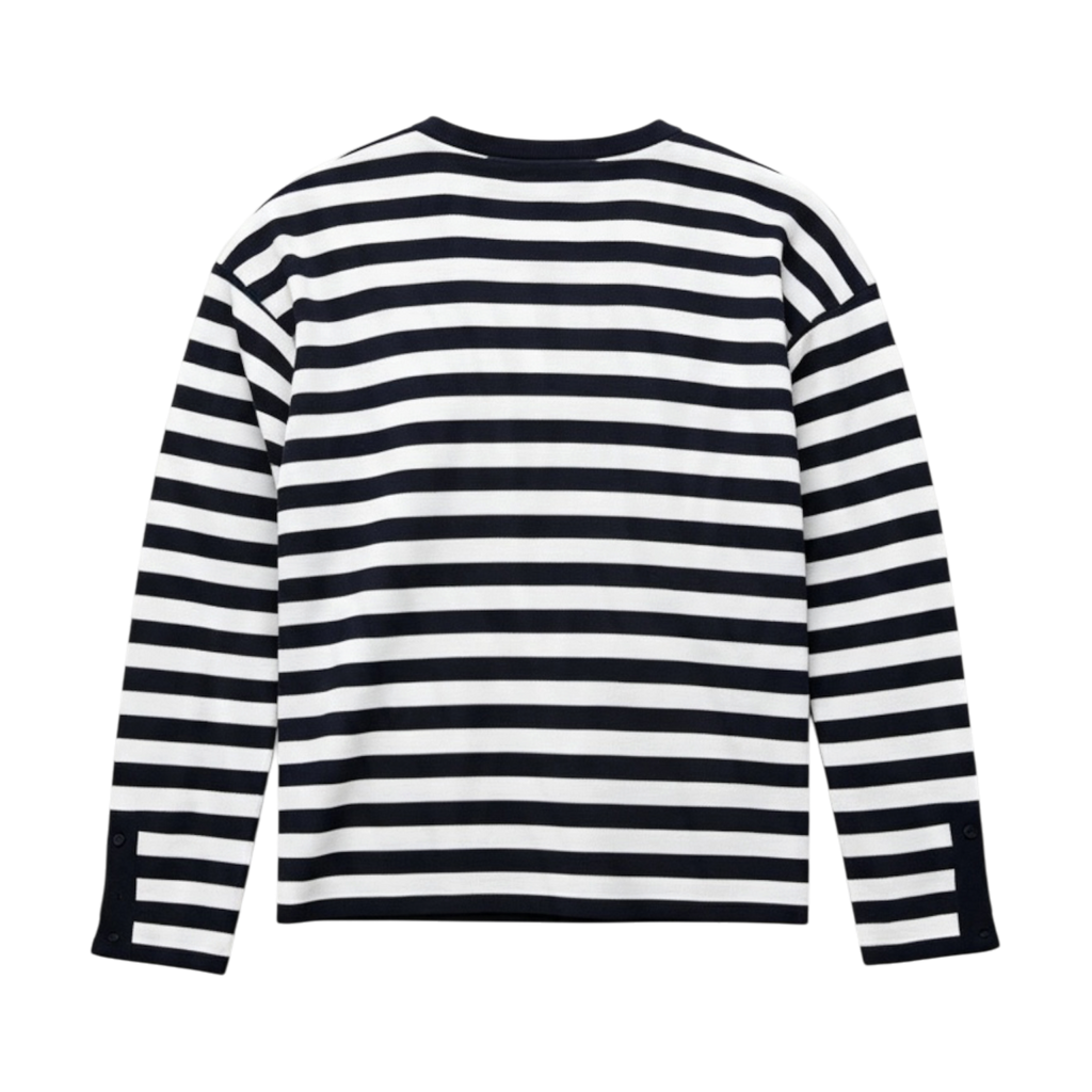 SEIJIN STRIPED LONG SLEEVE HENLEY NAVY