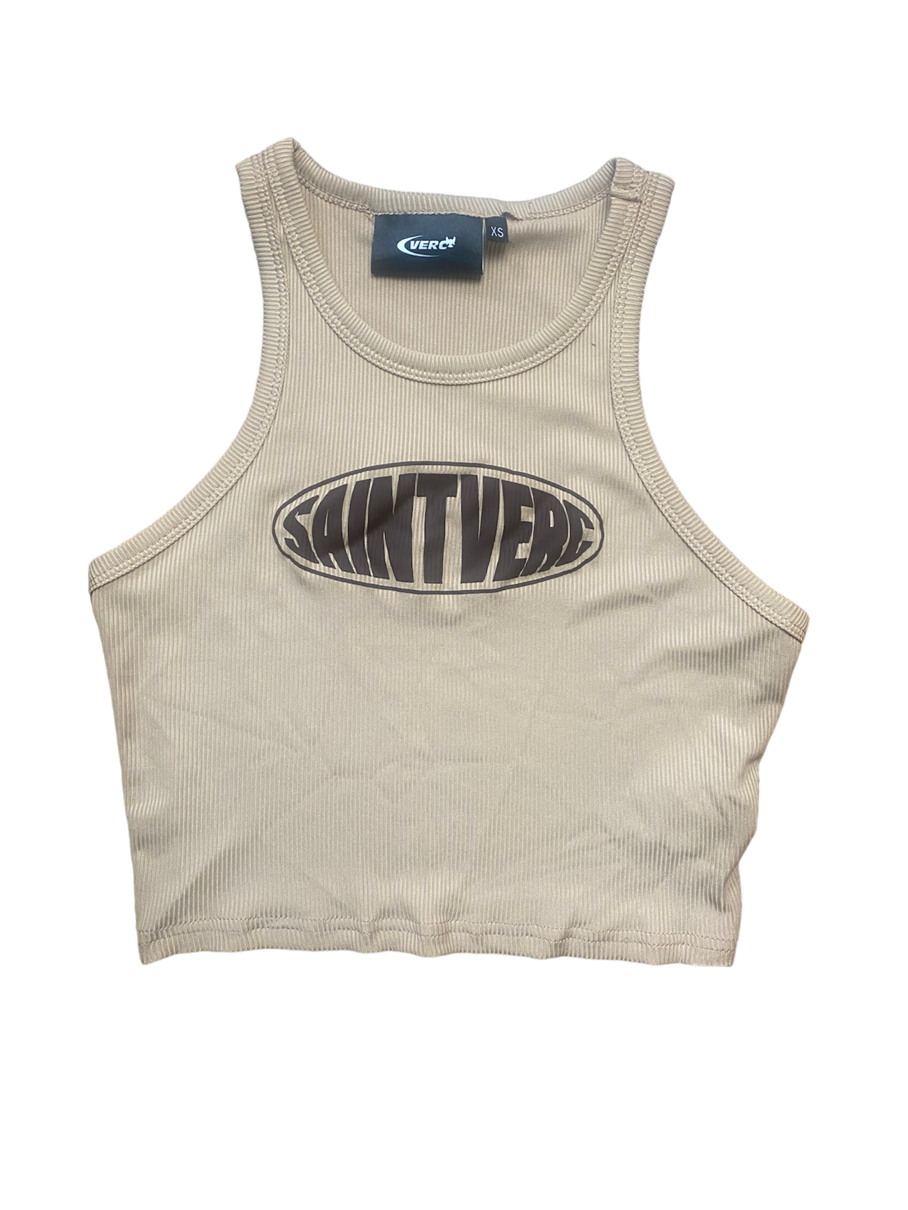 DISTORT CROPPED TANK TOP BEIGE