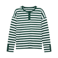 SEIJIN STRIPED LONG SLEEVE HENLEY GREEN