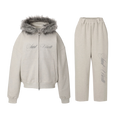 LOS VERC CURSIVE FAUX FUR ZIP TRACKSUIT GREY