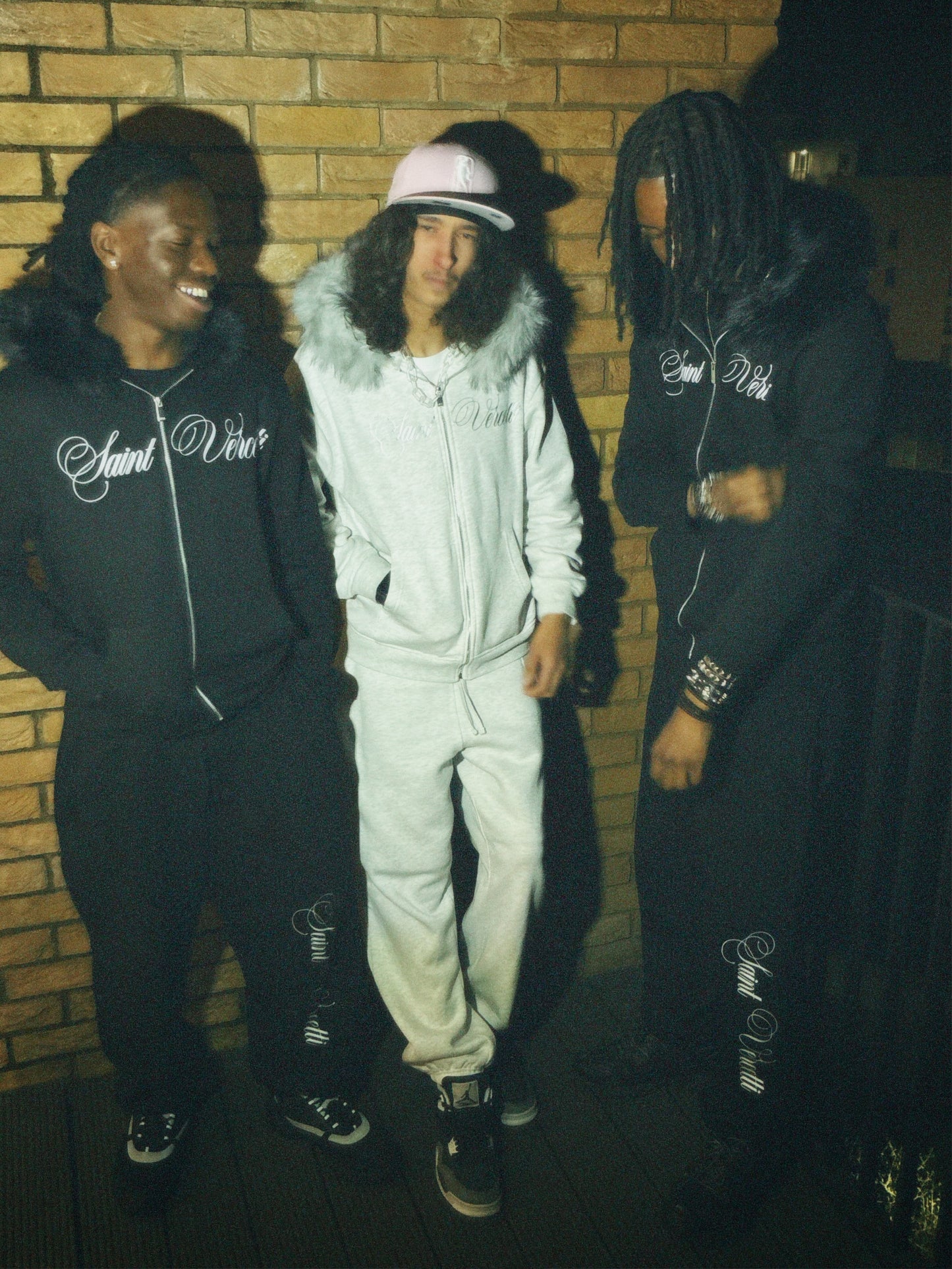 LOS VERC CURSIVE FAUX FUR ZIP HOODIE BLACK/BLACK