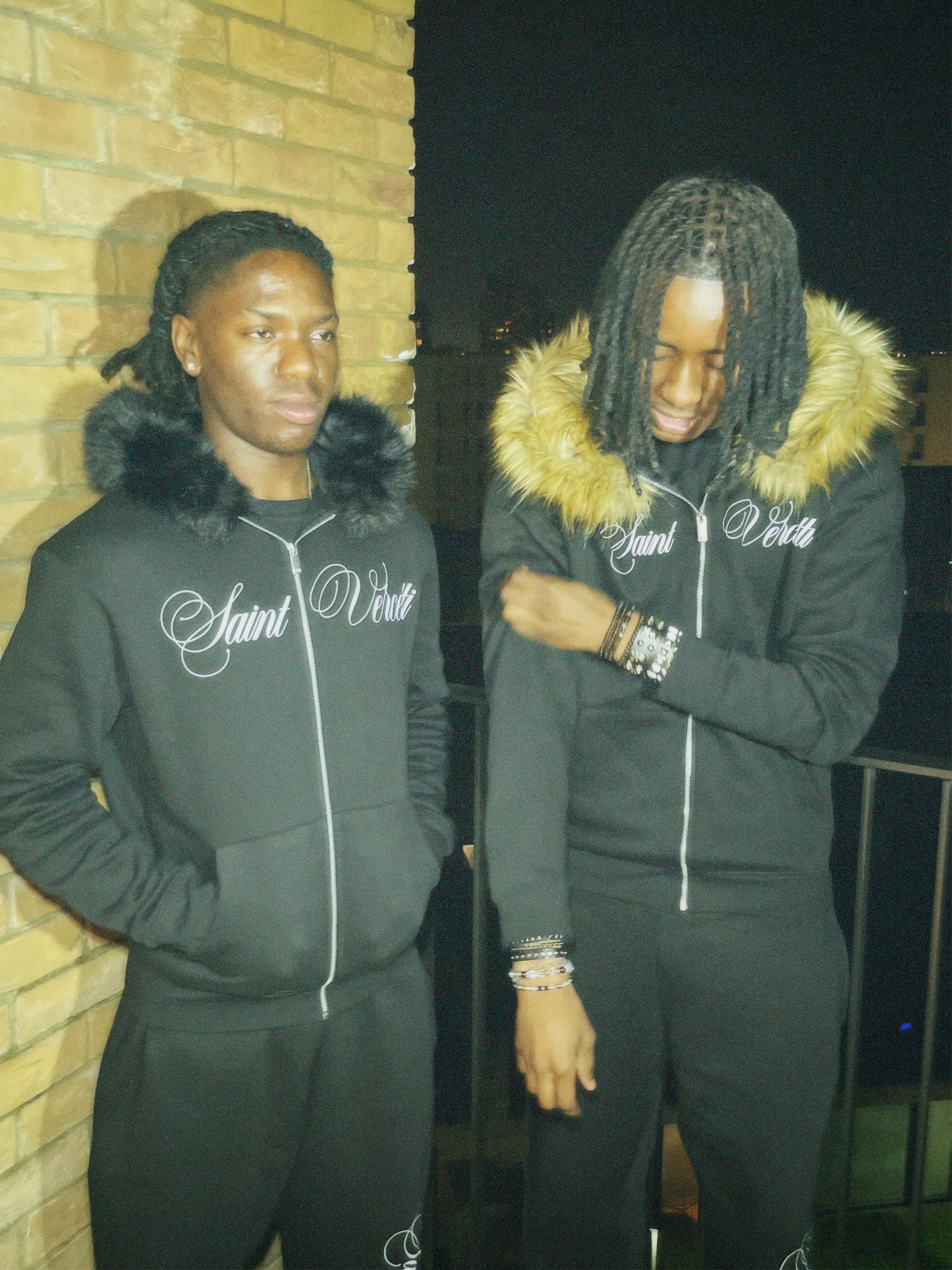 LOS VERC CURSIVE FAUX FUR ZIP HOODIE BLACK/BLACK