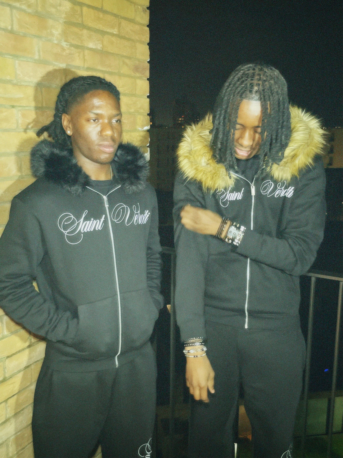 LOS VERC CURSIVE FAUX FUR ZIP HOODIE BLACK/BLACK