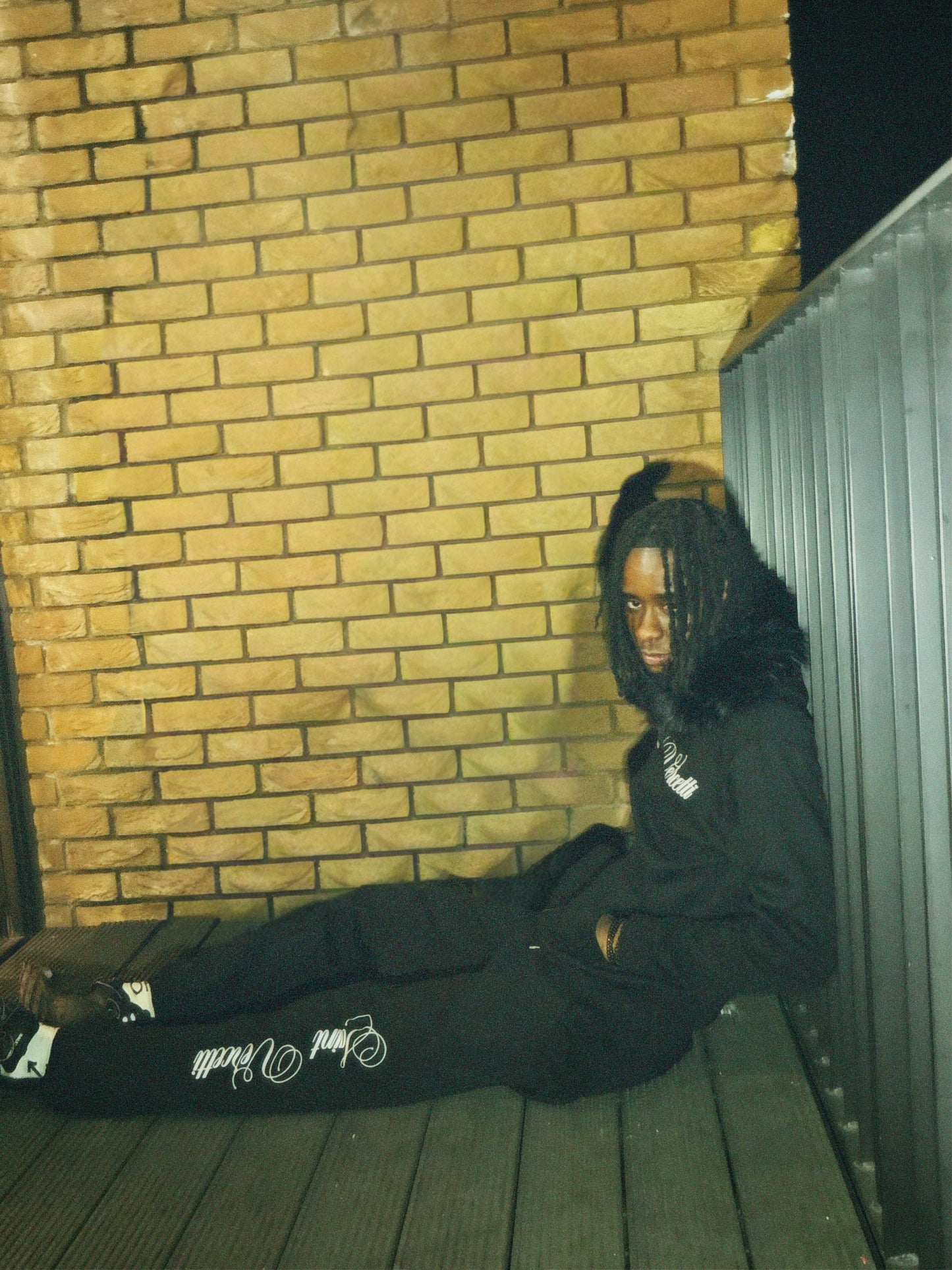 LOS VERC CURSIVE FAUX FUR ZIP HOODIE BLACK/BLACK