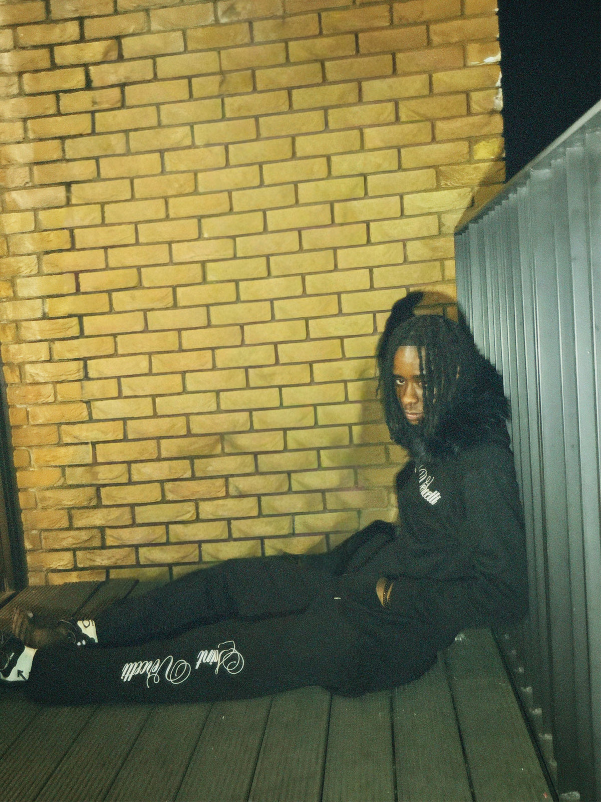 LOS VERC CURSIVE FAUX FUR ZIP HOODIE BLACK/BLACK