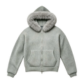 LOS VERC FAUX FUR ZIP UP KNIT JACKET GREY
