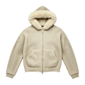 LOS VERC FAUX FUR ZIP UP KNIT JACKET STONE