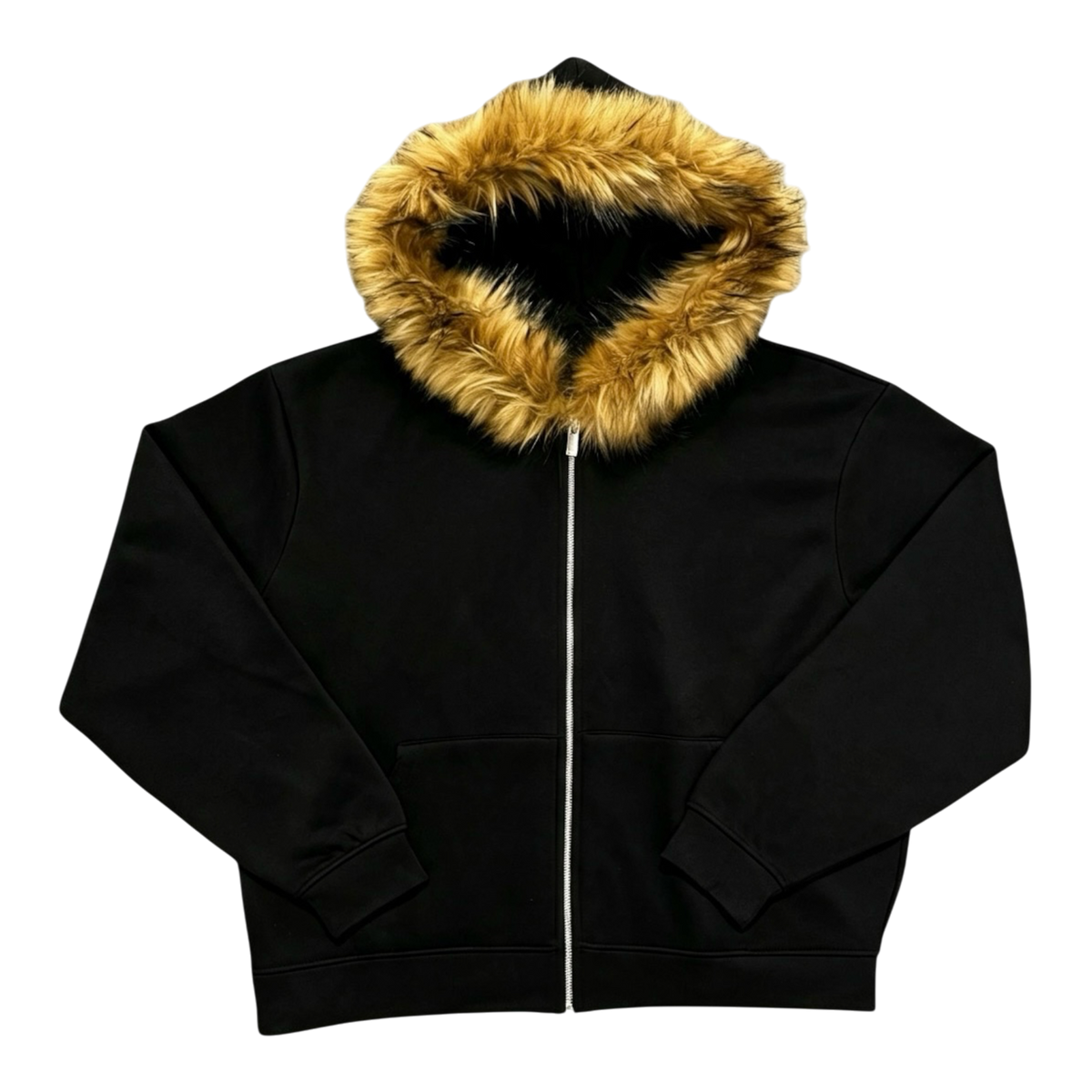 LOS VERC FAUX FUR ZIP HOODIE BLACK
