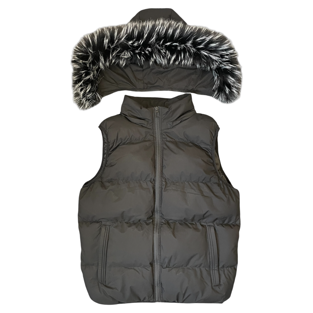 LOS VERC CINDER FAUX FUR GILET BLACK
