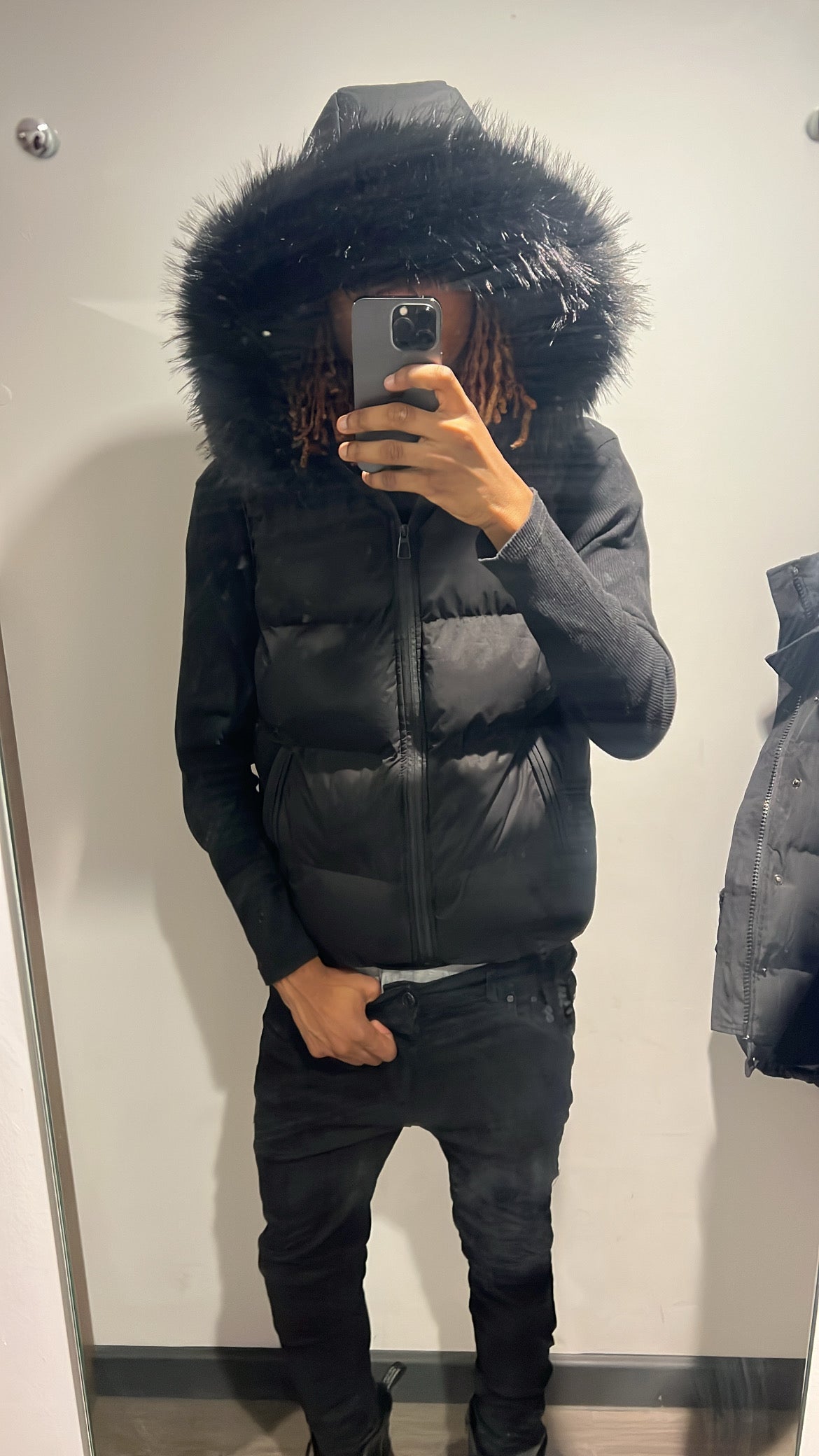 LOS VERC CINDER FAUX FUR GILET BLACK