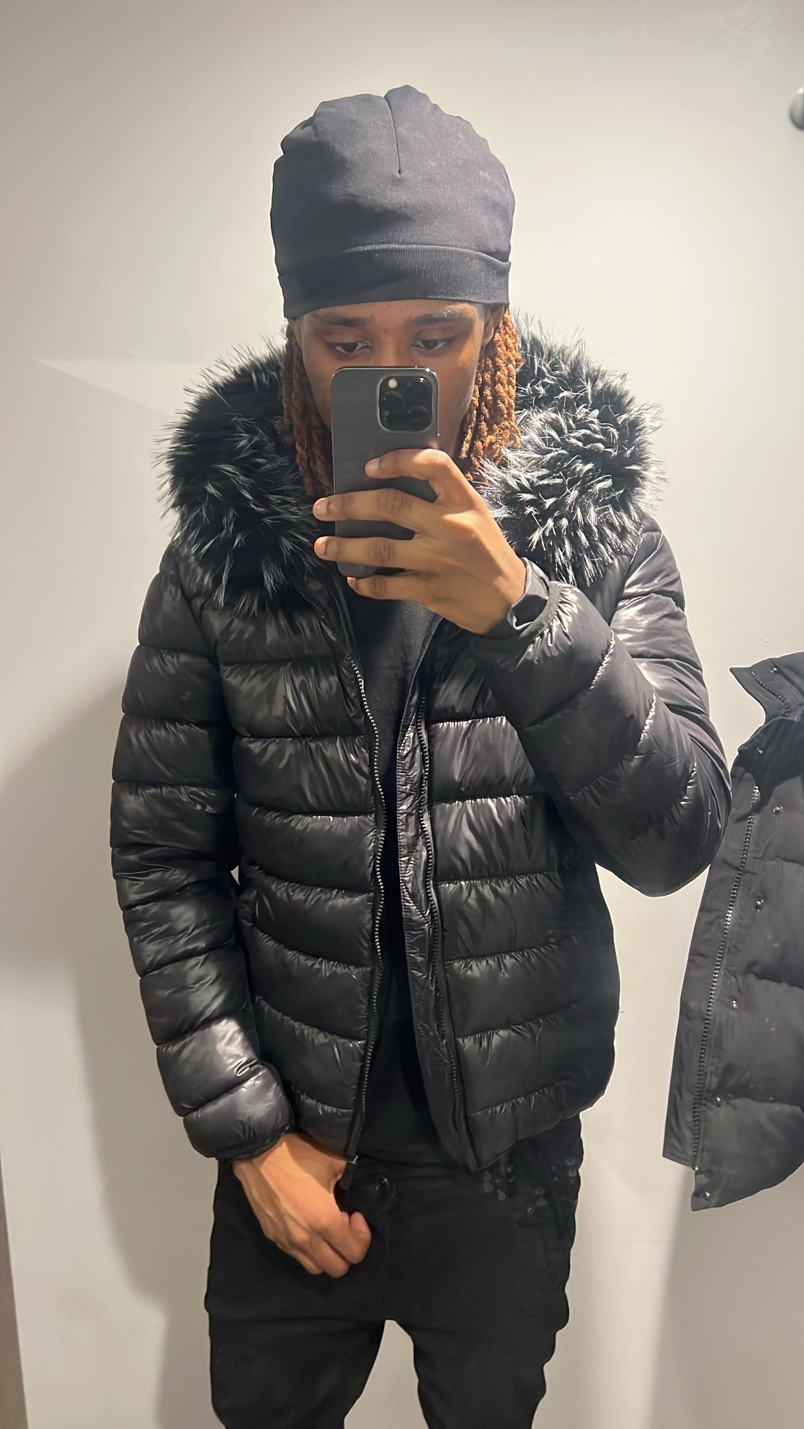 LOS VERC FAUX FUR PUFFER JACKET FROST BLACK
