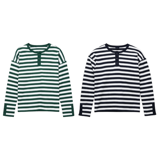 SEIJIN STRIPED LONG SLEEVE HENLEY