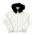 LOS VERC FAUX FUR ZIP HOODIE HEATHER