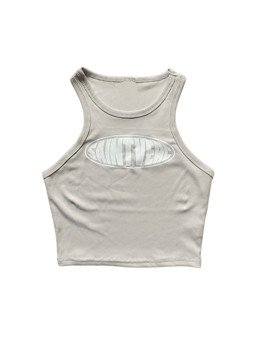 DISTORT CROPPED TANK TOP LIGHT GREY/WHITE