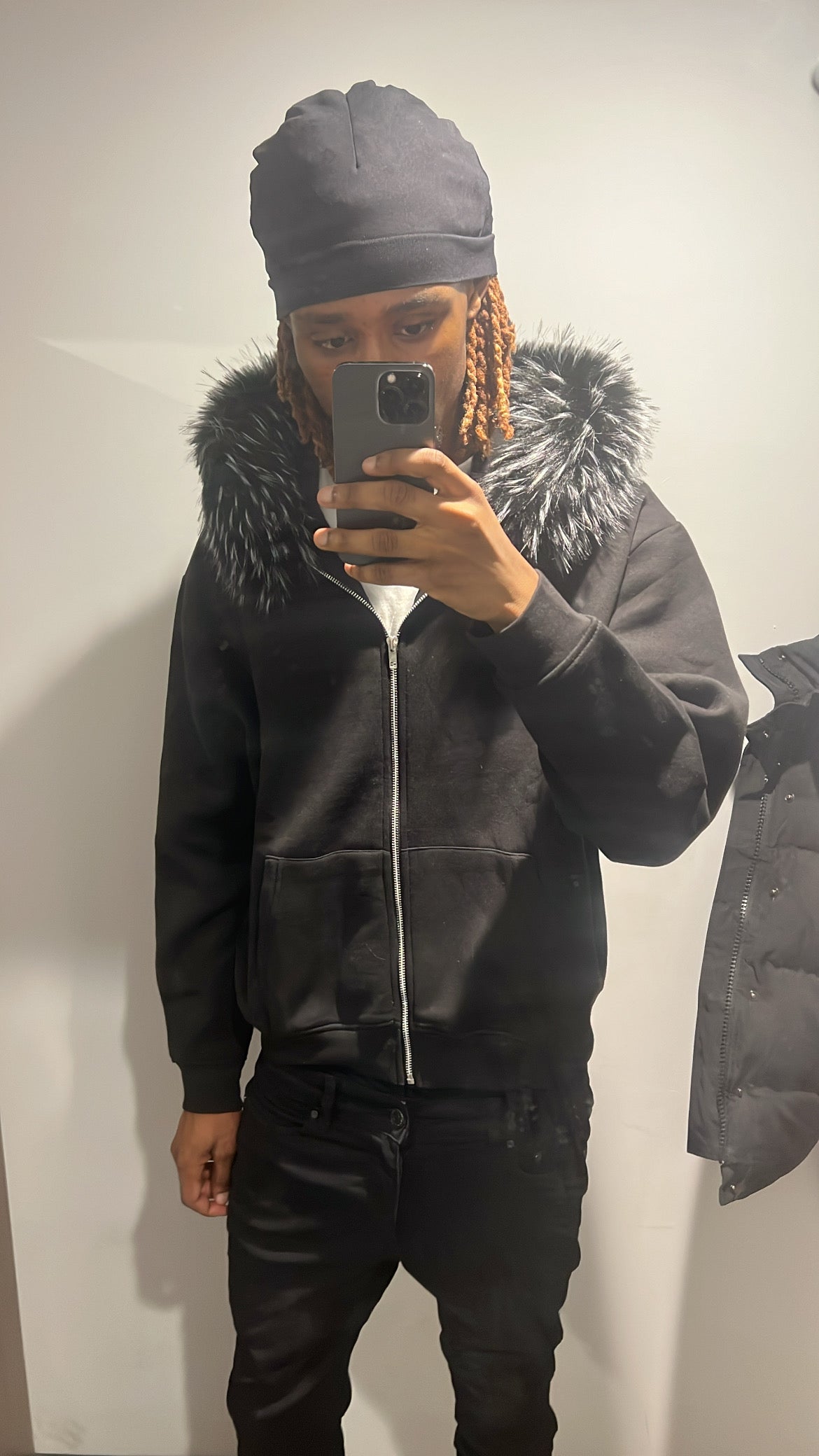 LOS VERC FAUX FUR ZIP FROST BLACK