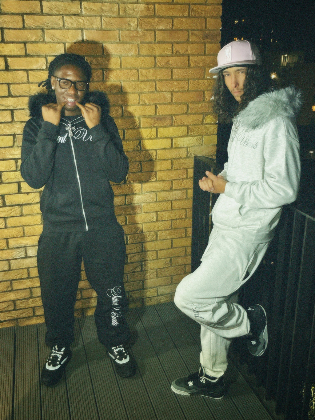 LOS VERC CURSIVE FAUX FUR ZIP HOODIE BLACK/BLACK