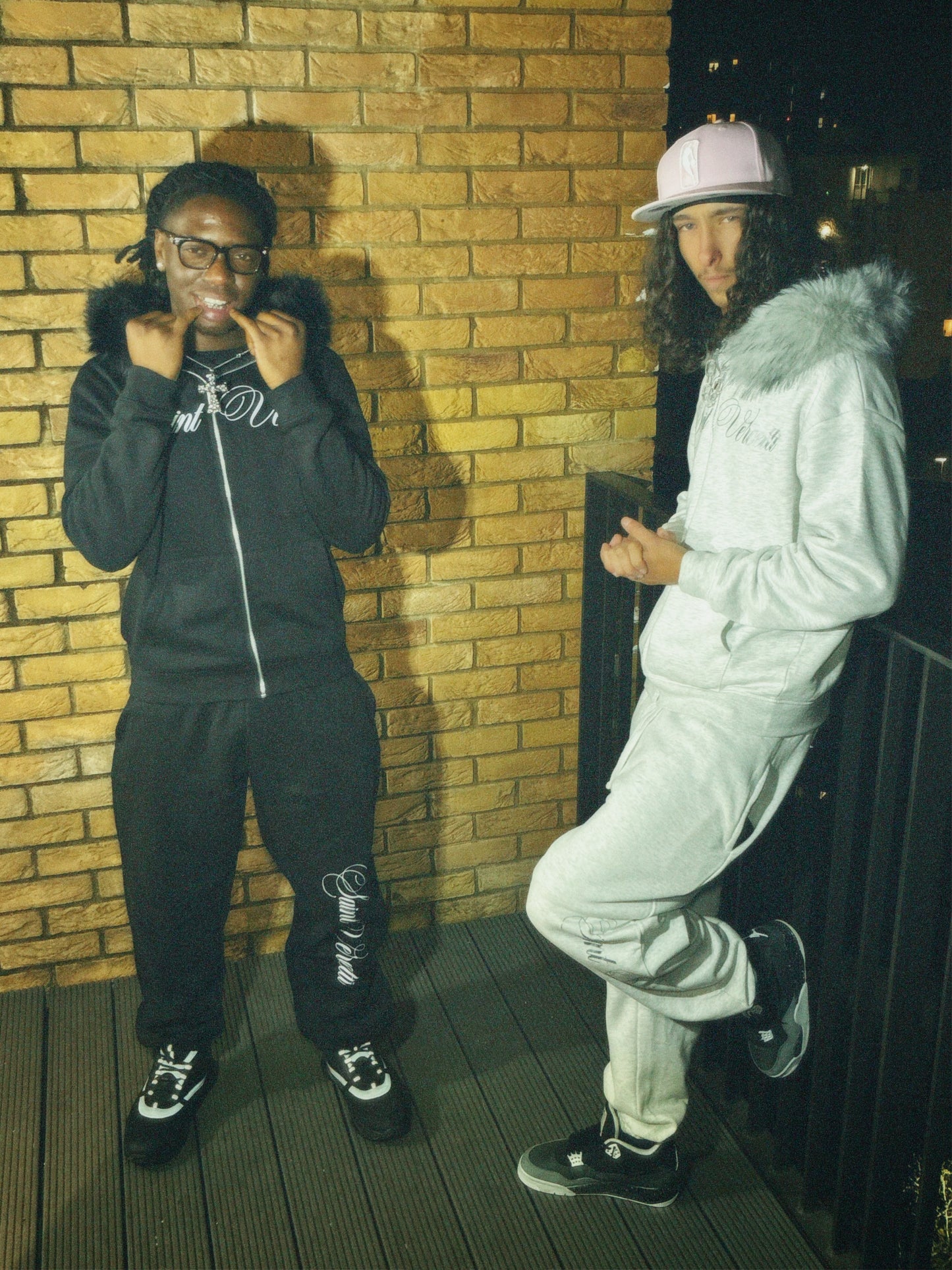 LOS VERC CURSIVE FAUX FUR ZIP HOODIE BLACK/BLACK