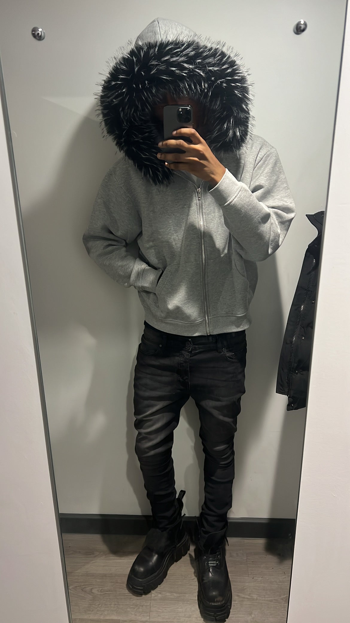 LOS VERC FAUX FUR ZIP GREY/FROST BLACK