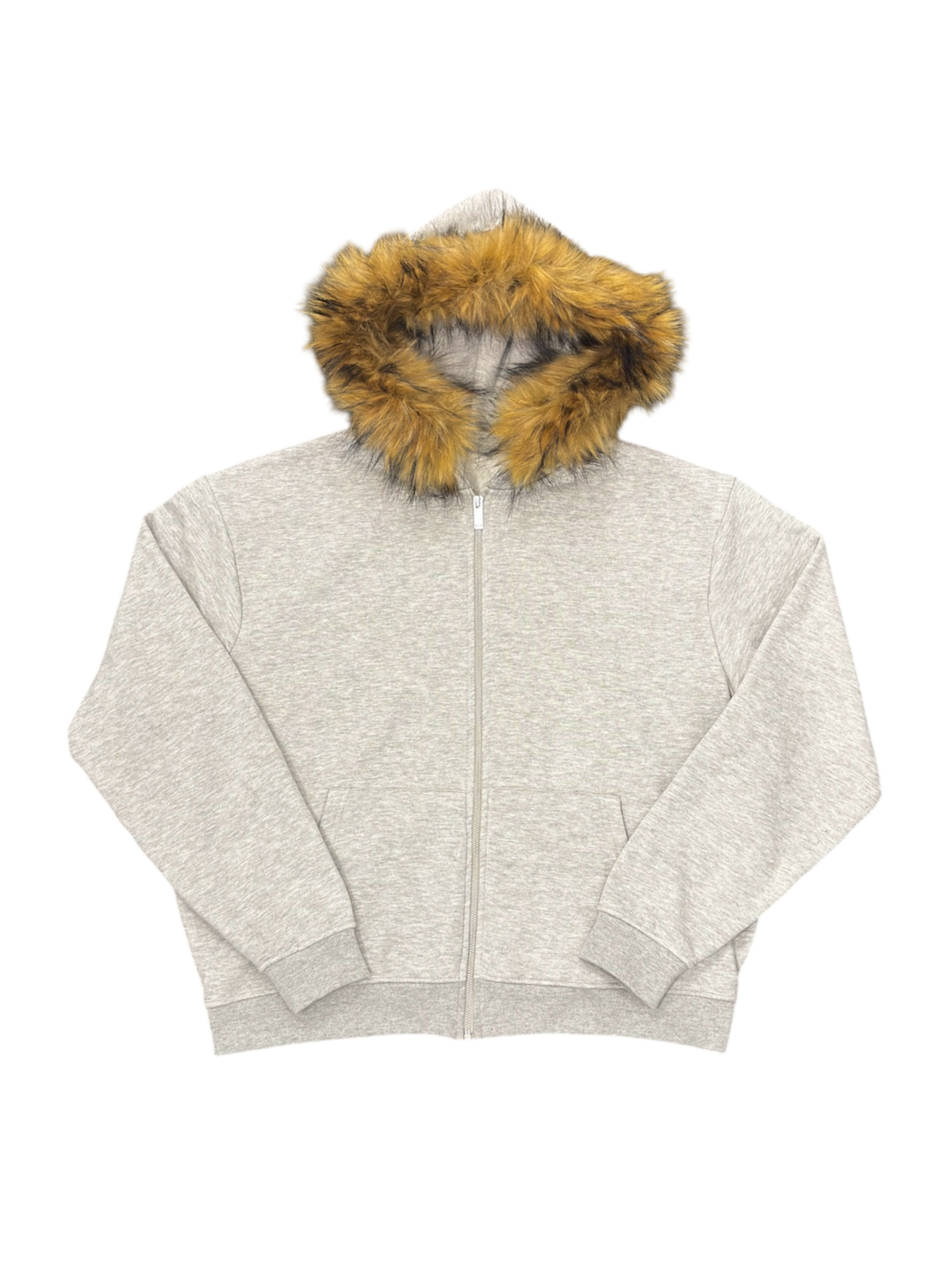 LOS VERC FAUX FUR ZIP HOODIE GREY