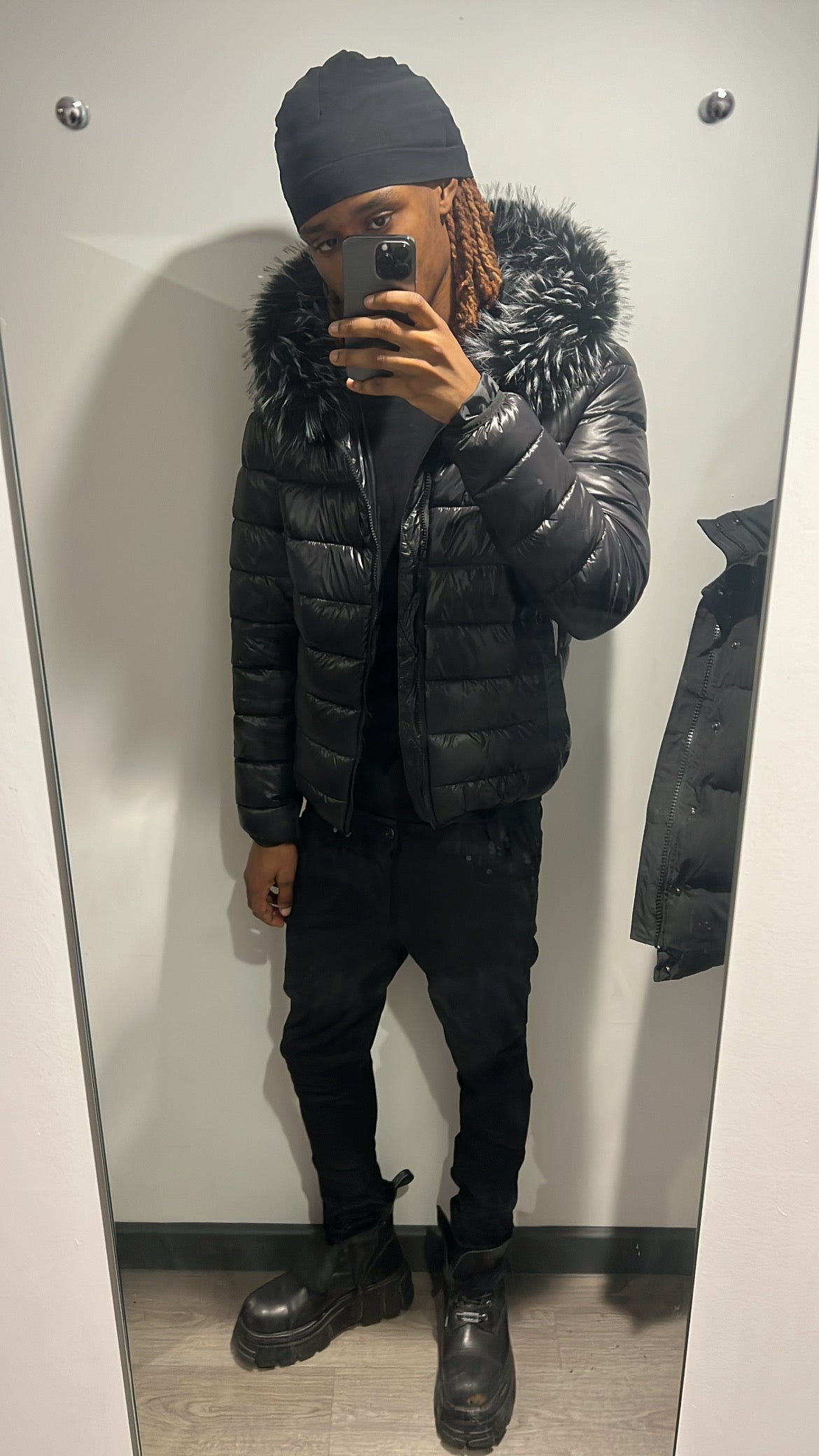 LOS VERC FAUX FUR PUFFER JACKET FROST BLACK