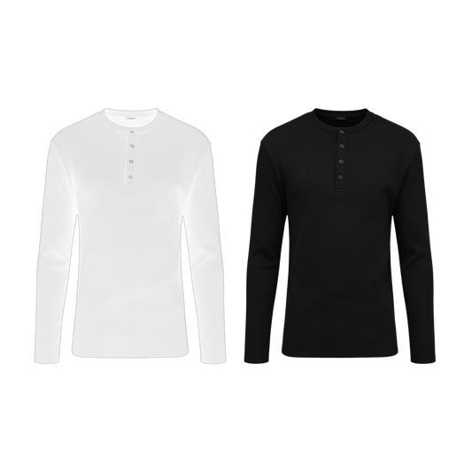 SEIJIN LONG SLEEVE HENLEY T-SHIRT