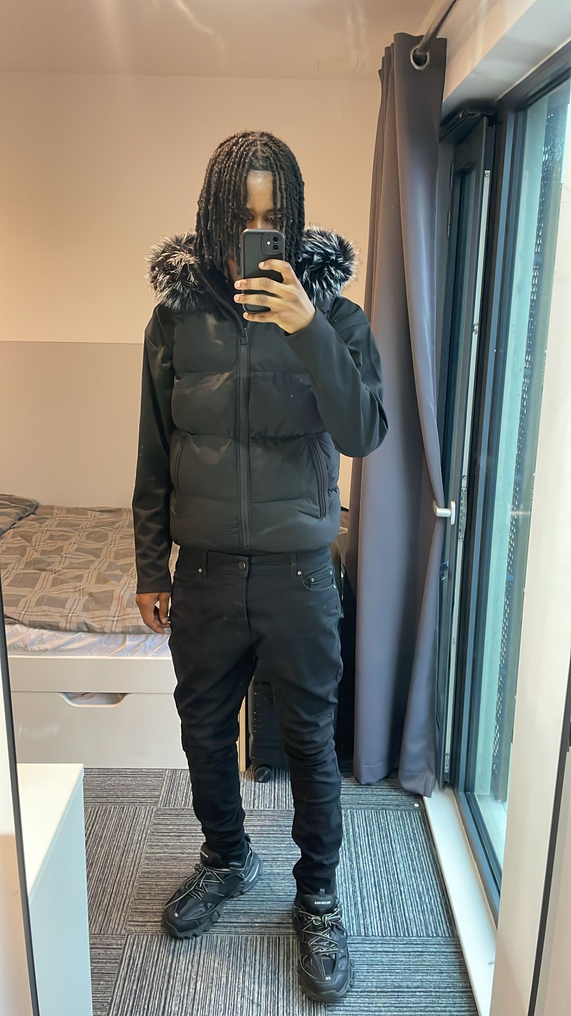 LOS VERC CINDER FAUX FUR GILET BLACK