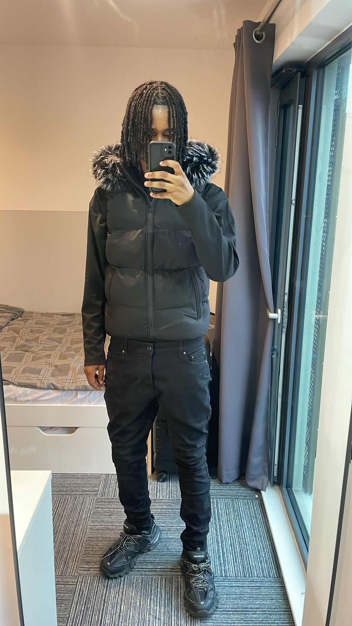 LOS VERC CINDER FAUX FUR GILET FROST BLACK