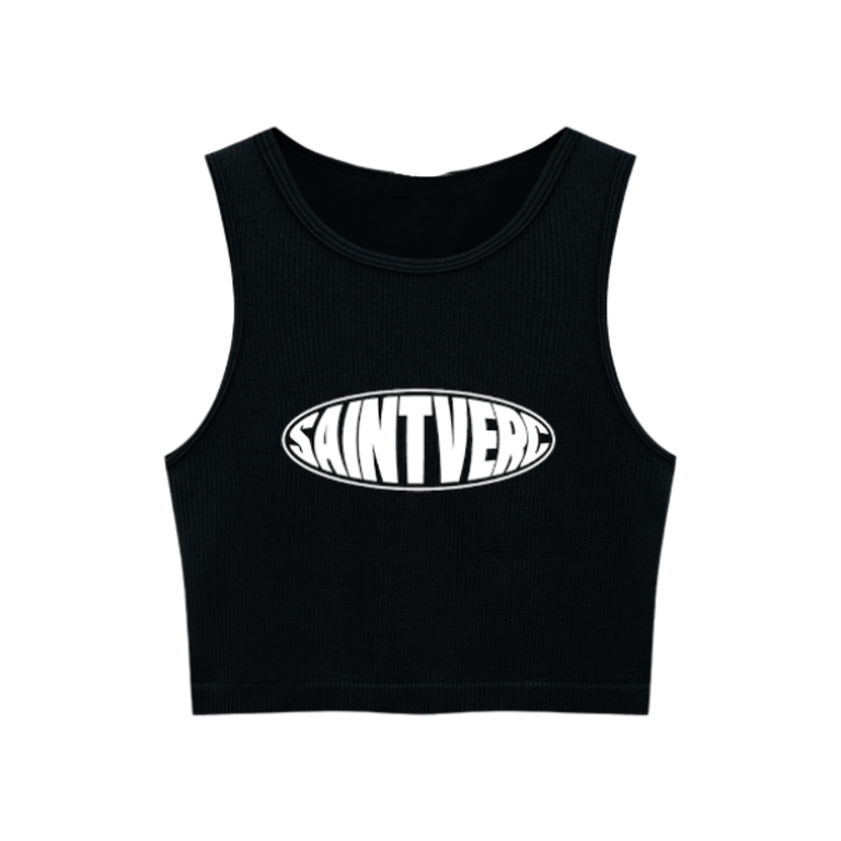 DISTORT CROP TANK TOP BLACK