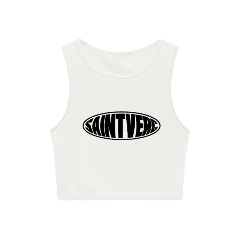 DISTORT CROPPED TANK TOP WHITE