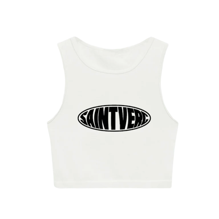 DISTORT CROPPED TANK TOP WHITE