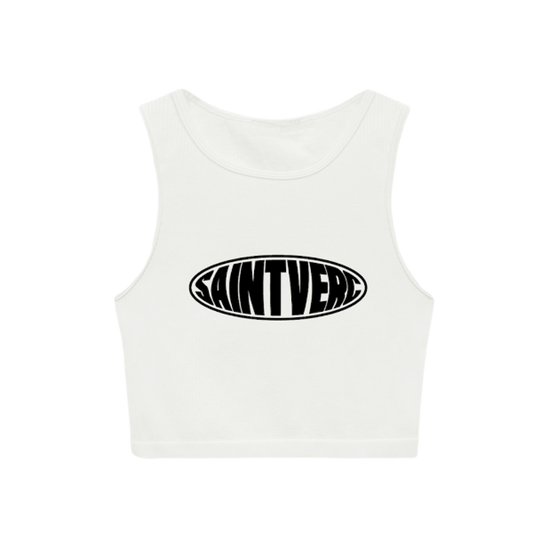 DISTORT CROPPED TANK TOP WHITE